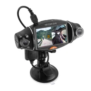 双镜头破折号凸轮汽车相机记录广角 270 度旋转镜头黑盒子 DVR 录像机 GPS 跟踪器