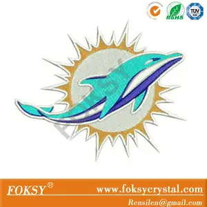 Miami Dolphins logotipo bordado patches de transferência de calor, futebol projeto do bordado