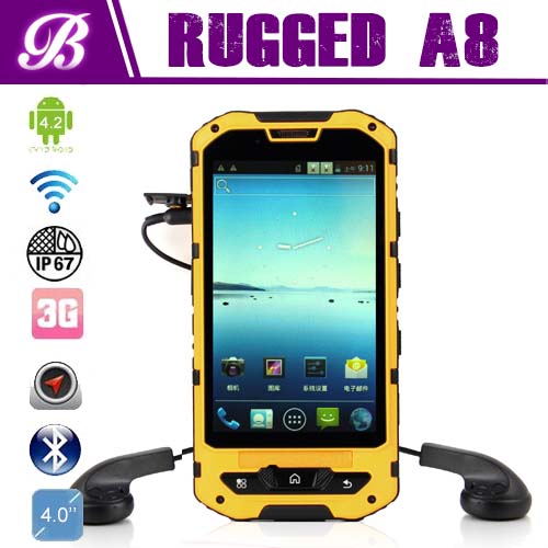IP68 Прочный телефон 4,0-дюймовый 512 RAM +4 G ROM 3G WiFi Bluetooth GPS Land Rover A8 прочный водонепроницаемый мобильный телеф