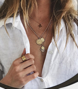 Gempnel Tôn Giáo La Mã Chân Dung Bảo Vệ Huy Chương St. <span class=keywords><strong>Christopher</strong></span> Coin Chuỗi Dài Vòng Cổ Vàng Thật - Product Image 2