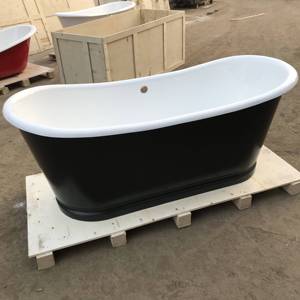 कारखाने की आपूर्ति स्पा विंटेज freestanding enameled कच्चा लोहा बाथटब अतिप्रवाह के साथ काले रंग में बाथरूम के लिए पेंट