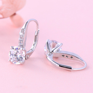 <span class=keywords><strong>POLIVA</strong></span> mejor venta caliente reina de la moda de Plata de Ley 925 chapado en oro blanco diamante CZ eternidad Banco ronda pendiente - Product Image 4