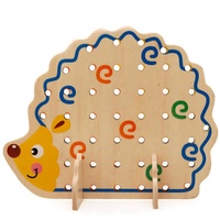 Wooden Threading Lacing Toy Cute Hedgehog Fruit Vegetables Beads Stringing Board Game Fine Motor Skills Education Toy for Kids
