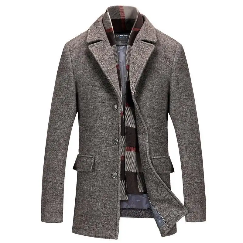 High Quality Winter Wool Plain Coat Men