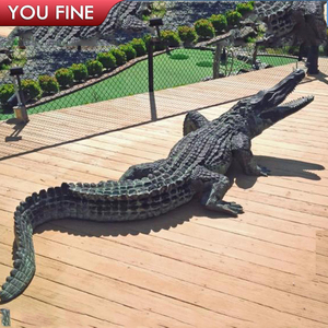 YOUFINE Statue d'alligator en bronze grandeur nature, sculpture de crocodile pour terrasse en bord de <span class=keywords><strong>lac</strong></span> et aménagement paysager extérieur - Product Image 2