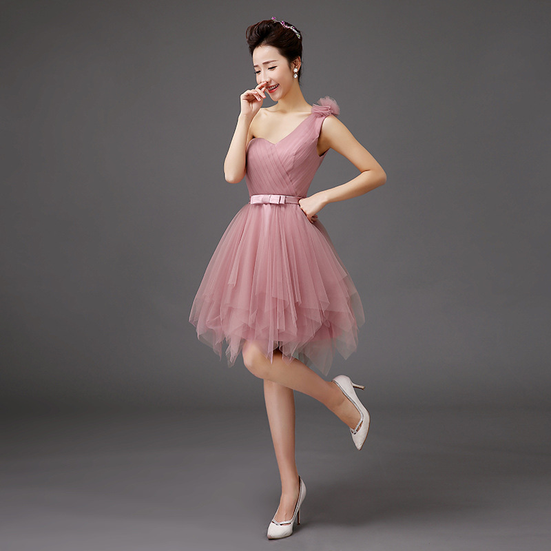 Wholesaler Women's Knee Length Tulle A-Line Bridesmaid Dress - Short Party Dresses in Pink, Available Sizes S-XXL Wholesaler Women's Knee Length Tulle A-Line Bridesmaid Dress - Short Party Dresses in Pink, Available Sizes S-XXL