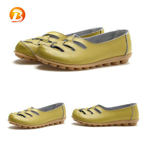 Summer Shallow Neck Anti slip Breathable Leather Flat <strong>Nurse</strong> <strong>Shoes</strong> - Product Image 5