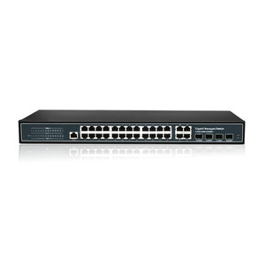 สวิตช์ POE 24 Giga 4 1000Mbps Combo SFP/RJ45สวิตช์400W สวิตช์จัดการ<span class=keywords><strong>กิกะ</strong></span>บิตเต็ม28พอร์ต - Product Image 1