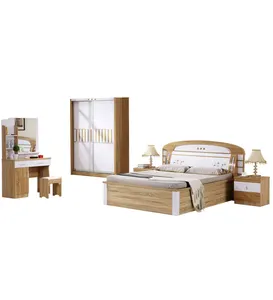hot selling high gloss 1.5 Meter bedroom furniture with storage box modern queen size bed with sliding wardrobe