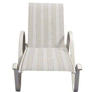 Outdoor Poolside Aluminum Chaise Lounge <strong>Sunbed</strong> Furniture Patio Garden White Teslin Sun Loungers - Product Image 5
