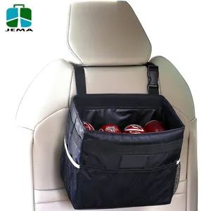 Custom Black Waterproof Car Trash Can Leakproof Auto Litter Bag with Side Pocket