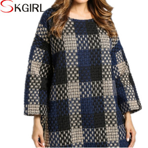 2022 <span class=keywords><strong>abiti</strong></span> islamici oem abbigliamento arabo da donna o collo manica lunga plaid musulmano autunno inverno abaya progetta abito - Product Image 6