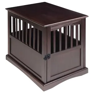 Dog Kennel Wood Bed Crate Pet Cage Wooden Furniture End Table