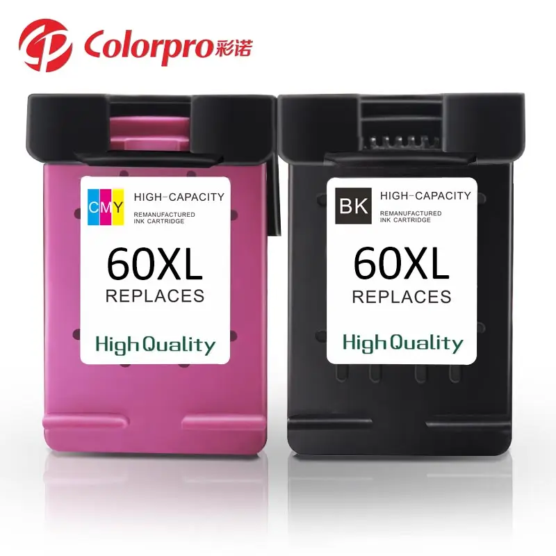 Colorproリマンインクジェットカートリッジ60XL用互換hp60 XLインクカートリッジ