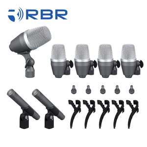 Set de Micrófonos de Batería Metálicos Profesionales para Espectáculos, Comunicación por Cable Dx7, en Estuche de Transporte - Product Image 1