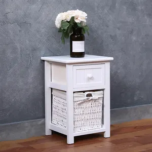 Moderne Nachtkastje Wit Night Stand Houten Opbergkast Organizer Met Lade Mand Woonkamer Meubels 1 Sets Goedkope