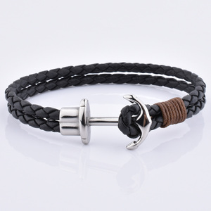 <span class=keywords><strong>Bracelet</strong></span> en <span class=keywords><strong>cuir</strong></span> véritable de haute qualité avec logo personnalisé, ancre dorée, bleu marine, nouveau <span class=keywords><strong>bracelet</strong></span> tendance pour <span class=keywords><strong>homme</strong></span> - Product Image 3