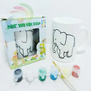 China factory brush ceramic mug DIY paint design and coloring mugs christmas mug paint color for ceramic