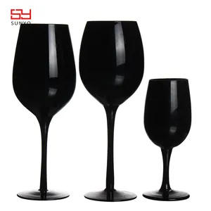 थोक अनुकूलित Handblown स्टाइलिश जाम cabernet काले स्टेम शराब चश्मा