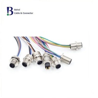 Bairui M12 5Pin Sensor hembra Montaje en panel circular Whirligig Conectores con arnés de cables codificado DIN para señales de alimentación