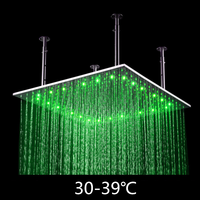 Douche de plafond moderne à LED pressurisée, sensible à la température, 3 couleurs changeantes avec inverseur, effet pluie