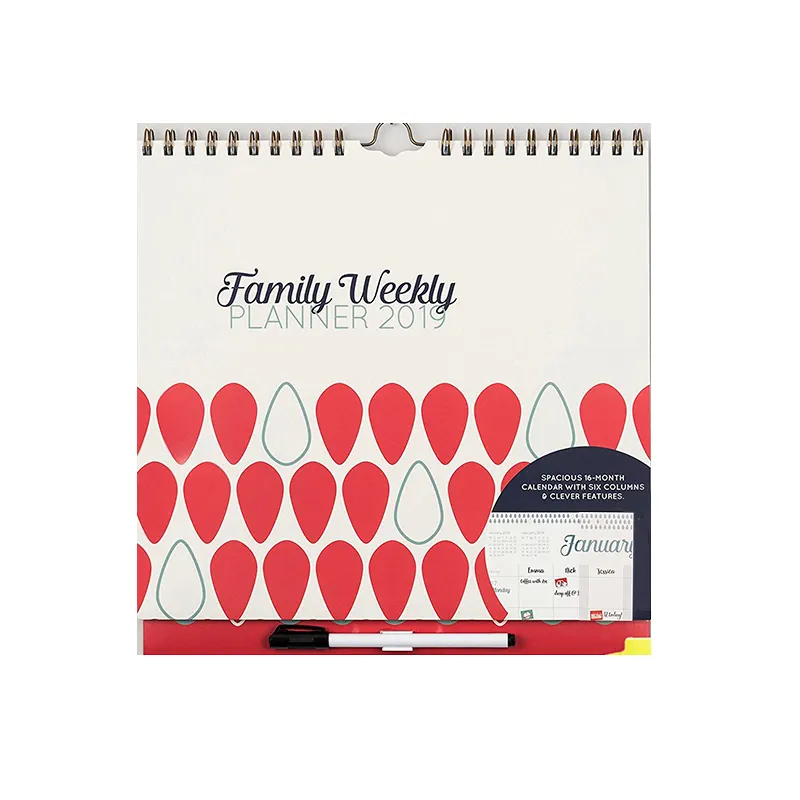2023 2024 Custom Printing Tear Off Calendar Family Weekly Wall Calendar with Pencil and Stickers