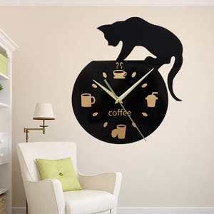 A forma di gatto cafe decorato <span class=keywords><strong>con</strong></span> appeso orologio <span class=keywords><strong>da</strong></span> <span class=keywords><strong>parete</strong></span> in acrilico decorativo Moderno orologio digitale - Product Image 4