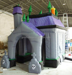 Rumah Hantu Halloween Tiup PVC, Tenda Rumah Bermain Dekorasi Luar Ruangan Tahan Air Tahan Cuaca dengan Kipas Terpasang, Tinggi 6-8 kaki - Product Image 2