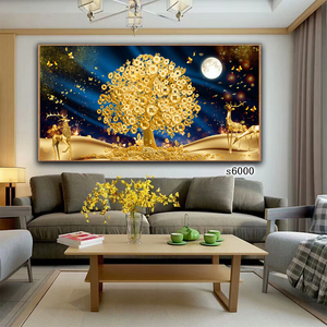 Nuovo di zecca di grandi dimensioni giallo alberi di Design di vetro pittura moderna acquerello su tela paesaggio per l'arredamento del soggiorno