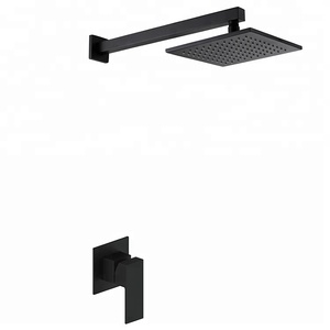 Ensemble de douche de robinet en laiton exquis intégré dans le mur Valve en céramique thermostatique <span class=keywords><strong>à</strong></span> poignée unique <span class=keywords><strong>à</strong></span> motif de pulvérisation souple pour l'appartement et l'<span class=keywords><strong>hôtel</strong></span> - Product Image 1