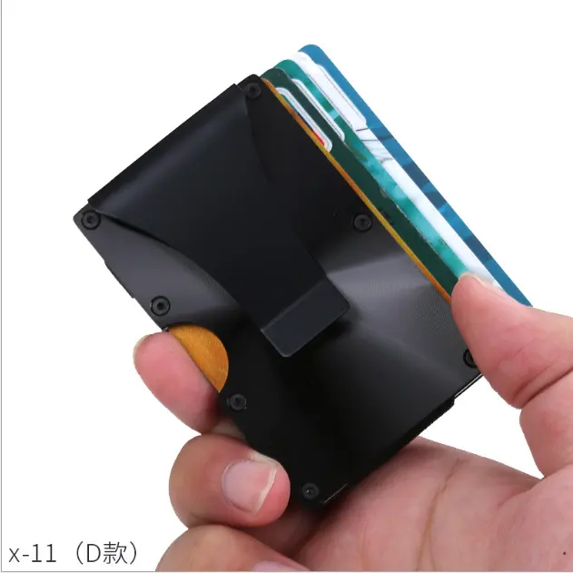 Güvenli alüminyum RFID engelleme koruma kartlıklı cüzdan nakit para elastik bant