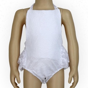 nuevo diseño Boutique niños verano sin mangas Halter atado Color sólido encaje <span class=keywords><strong>blanco</strong></span> chica Flor del mameluco <span class=keywords><strong>mono</strong></span> del bebé - Product Image 2