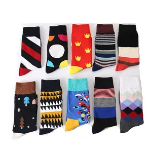 OEM wholesale fashion business men socks, hot sale knitted cotton happy funny socks, eco-friendly breathable men fashion socks