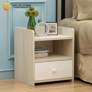 Mesita de noche blanca moderna personalizada para dormitorio, de madera maciza, con cajones