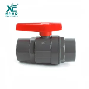 Red plastic good price handle pvc two piece 1/2"-2" ball valve for water supply