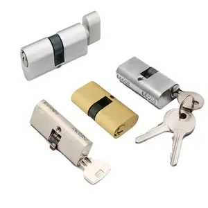 Customized wholesale golden satin nickel plated push vw one side knob one side key oval lock cylinder