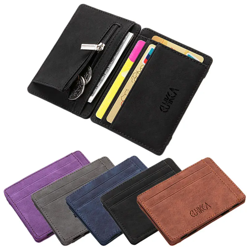 CUIKCA MW1012-monedero de diseño creativo para hombre, billetera mágica de cuero PU, color negro, venta al por mayor