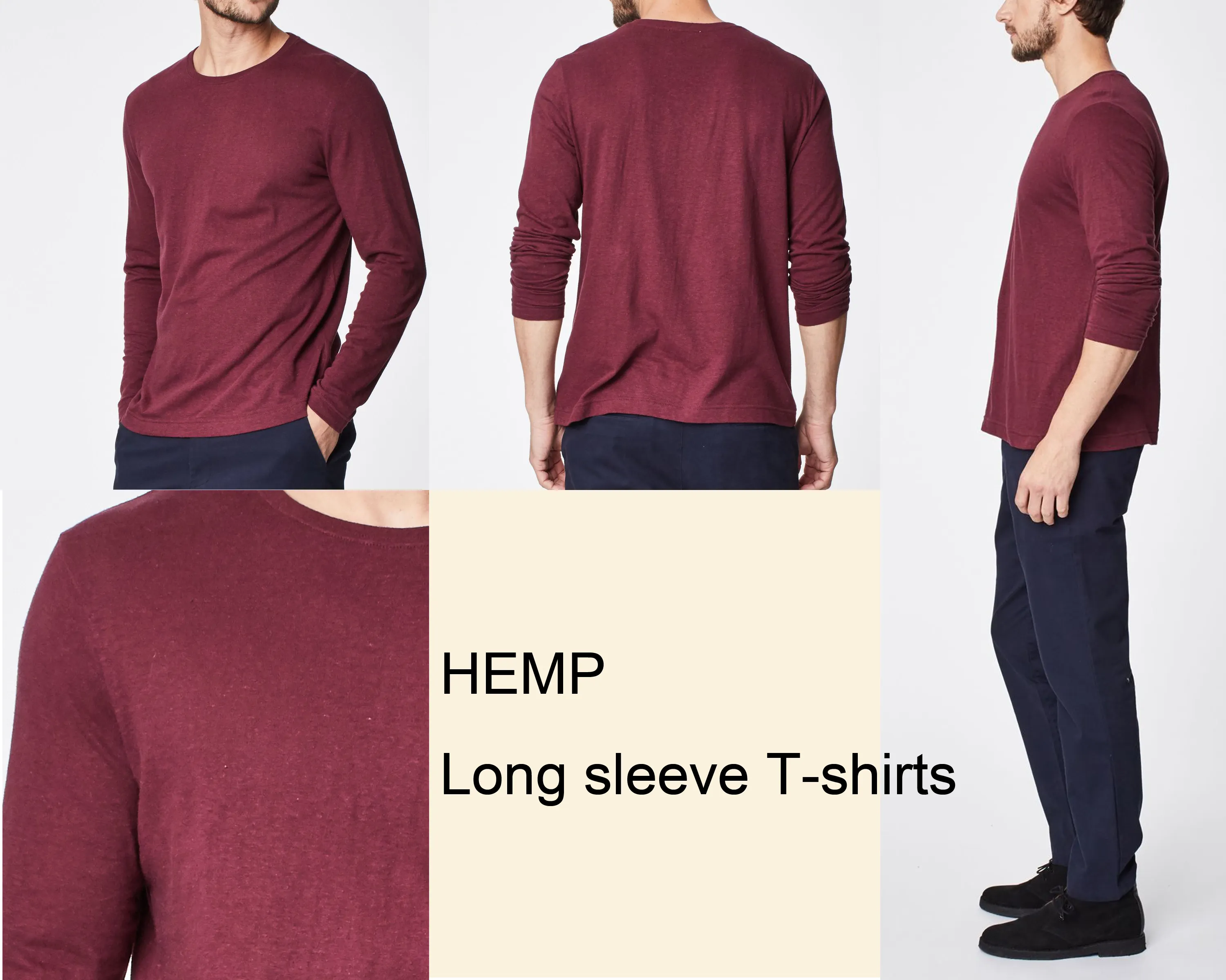 カスタムロゴプレーンTシャツ耐久性のある麻Tシャツオーガニックコットンブレンド麻服生地Tシャツ
