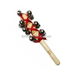 Brinquedos para bebés fabricantes china artesanal de madeira jingle stick sinos instrumento de música para o miúdo