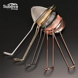 Cocktail Strainer Hot Sale Stainless Steel Fine Mesh Strainer With 4 Color Cocktail Strainer Removing Bits From Juice