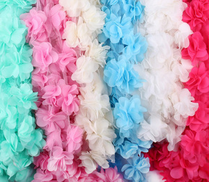 3D Sifon Kain Bunga Cluster Tepi Renda Pita Trim Kain Organza Applique Gaun Aksesoris Jahit - Product Image 1