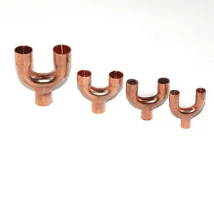 Copper Tone Y Shaped 3 Ways Connector Tee Fitting