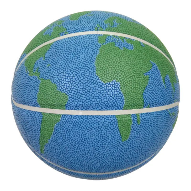 customized printed screen white line moisture leather basketball ball style