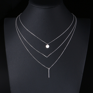 يتوهم بسيطة عالية الجودة 925 فضة الثلاثي الطبقات قلادة المختنق قلادة للنساء - Product Image 4