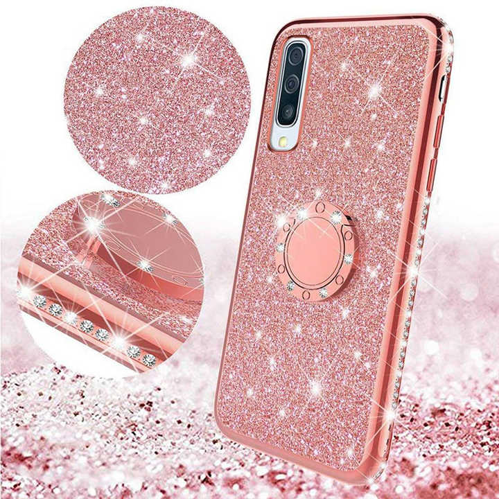 Ring Stand Luxury Soft Tpu Phone Cover Case for Samsung A10 A20 A30 A40 A50 A60 A70