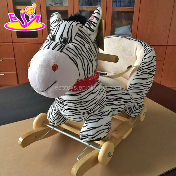 New products baby funny zebra animal with music wooden rocking horse for 3 year old W16D103