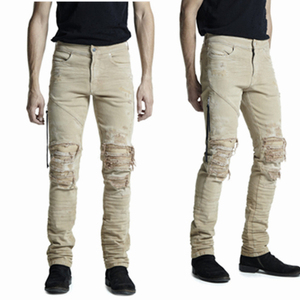 OEM nuevo diseño hombre Vintage desgastado Denim Biker pantalones para hombre rasgado Stretch rasgado Robin Jeans 0001 - Product Image 3