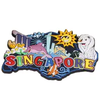 Karikatür 3d özel yumuşak pvc kauçuk buzdolabı hatıra singapur buzdolabı mıknatısı