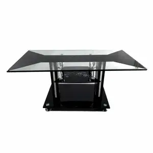 Hot Sale Modern Rectangular Tempered Glass Top Center Dining Tables Coffee Table Living Room