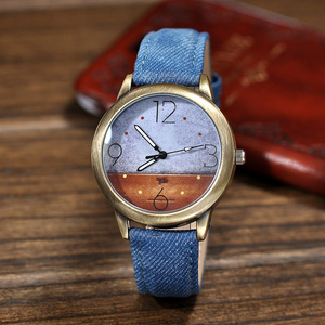 Orologio <span class=keywords><strong>da</strong></span> Polso al Quarzo <span class=keywords><strong>Vintage</strong></span> in Denim per Donne, <span class=keywords><strong>Orologi</strong></span> alla Moda Economici Personalizzati con Il Mio Logo - Product Image 2